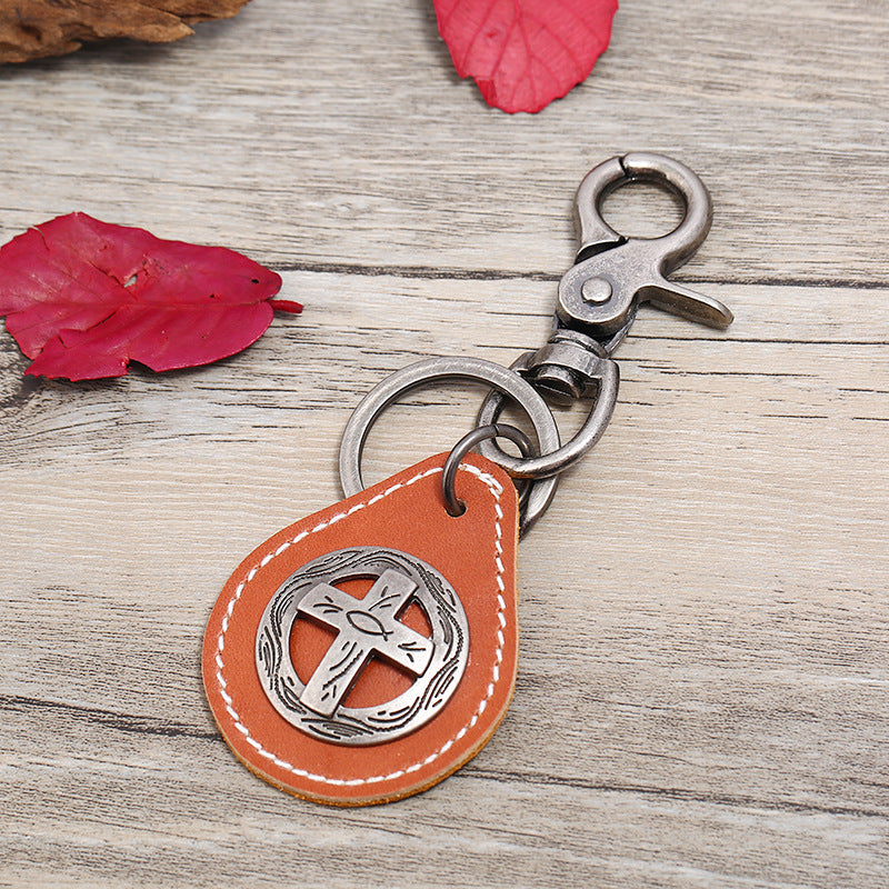 Wholesale Cross Cowhide Keychains